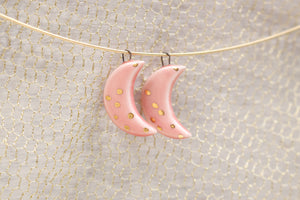 Ceramic Moon Charms for Jewelry and Accessories Making handmade in France by Alain Granell