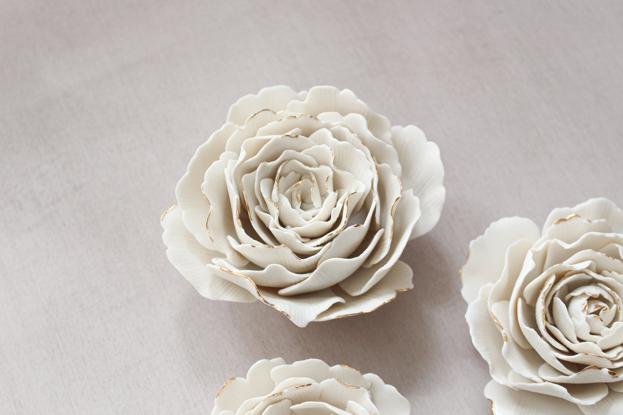 White and Gold Porcelain Peonies