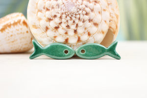 Breloques ceramique poissons couleur émeraude