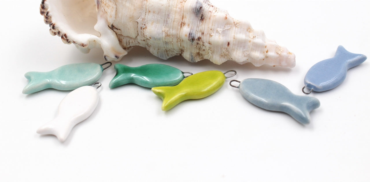Ceramic Fishes Handmade Charms for handy projects