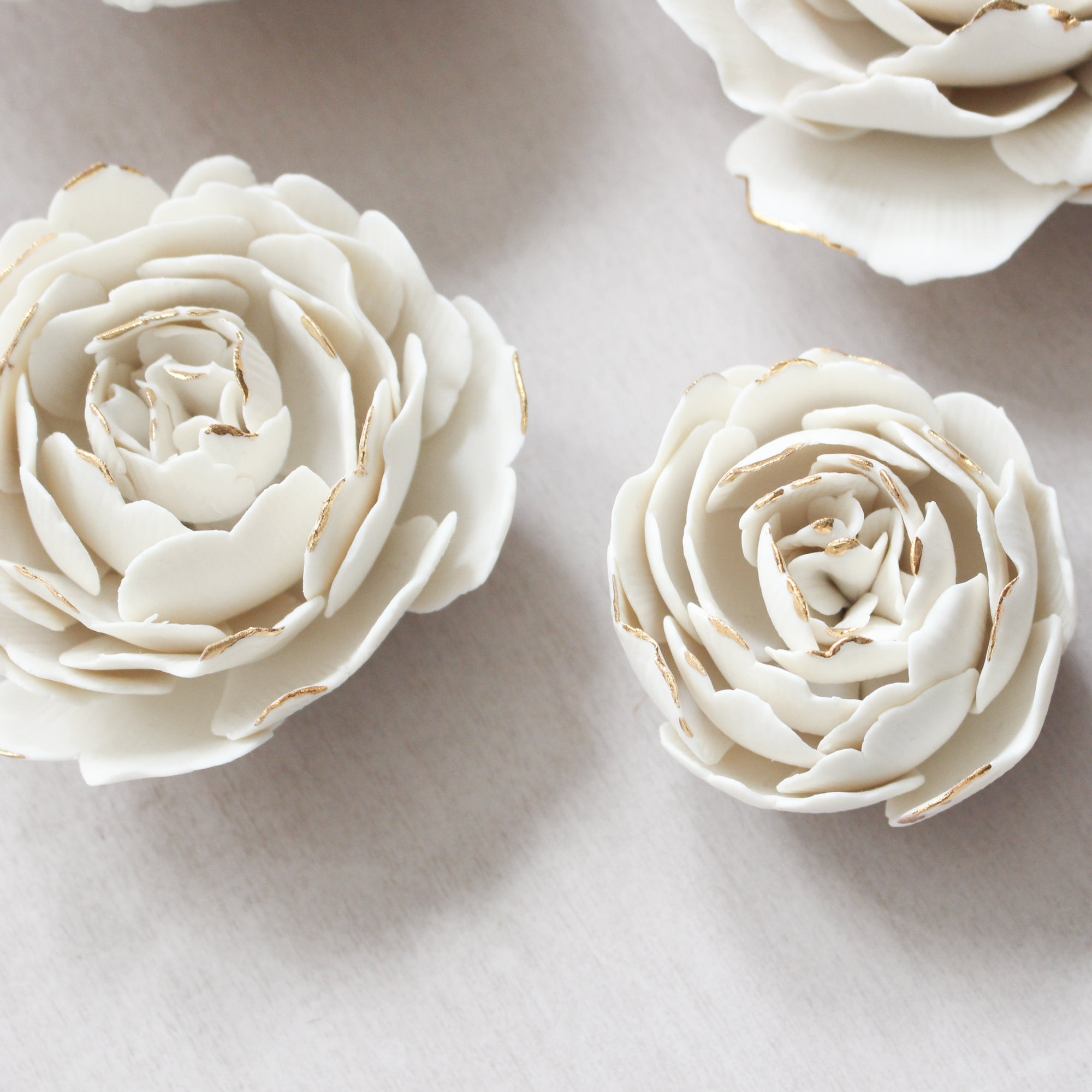 White and Gold Porcelain Peonies