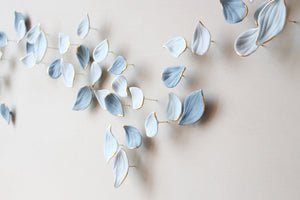 Blue Autumn is a Large porcelain wall art of Blue Leaves handmade in France by Alain Granell