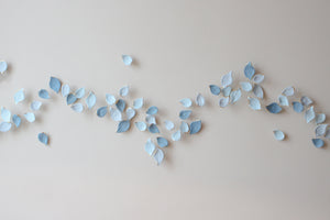 Blue Autumn is a Large porcelain wall art of Blue Leaves handmade in France by Alain Granell