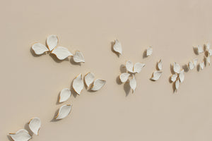 White Autumn Porcelain Leaves Wall Art handmade in France by Alain Granell