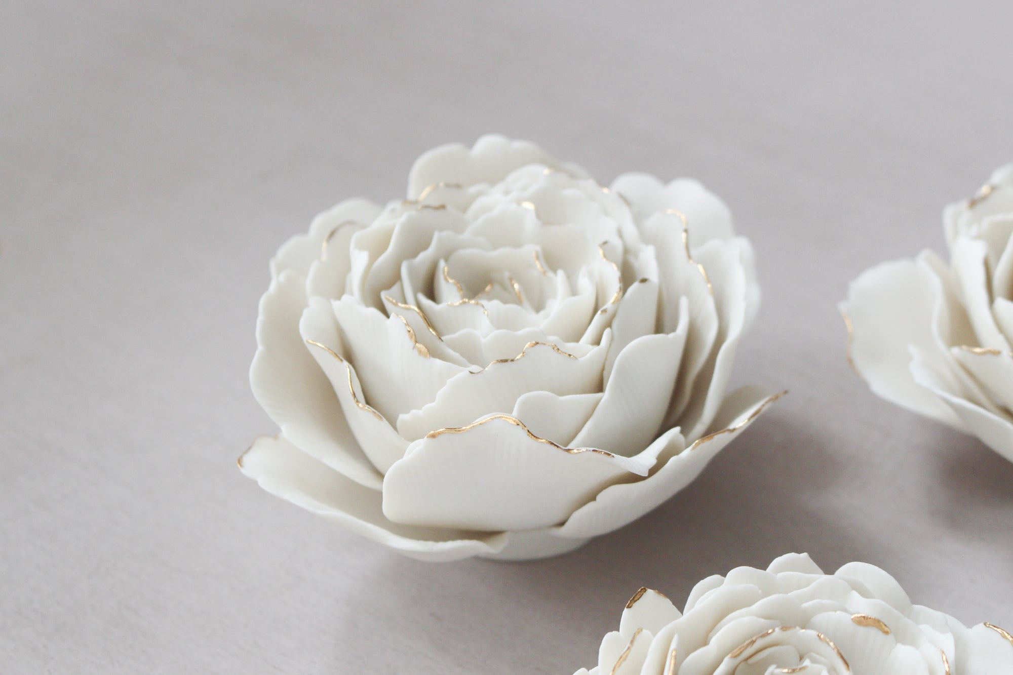 White and Gold Porcelain Peonies