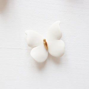 White and Gold Porcelain Butterfly Wall Art handmade in France by Alain Granell