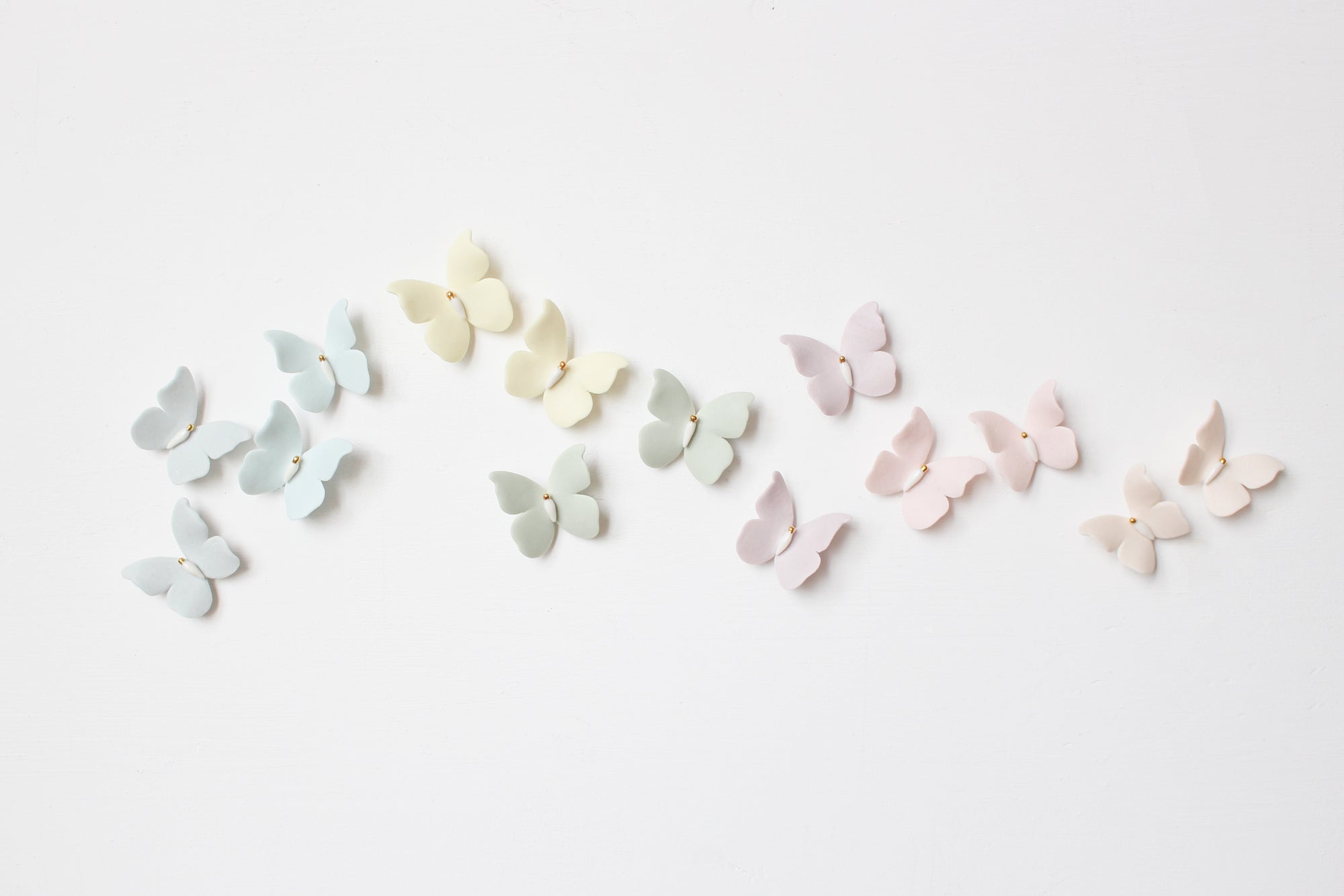 Mini Rainbow Wall Decor of Porcelain Butterflies by Alain Granell