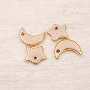 Ceramic Moon & Star Charms for Jewelry and Accessories Making handmade in France by Alain Granell