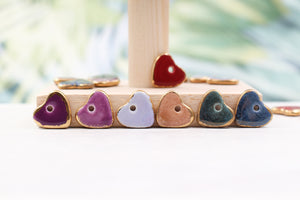 Ceramic heart charms for jewelry and accessories handmade in France by Alain Granell