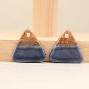 Multicolor ceramic and gold triangle charms handmade in France by Alain Granell