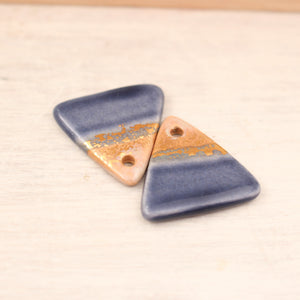 Multicolor ceramic and gold triangle charms handmade in France by Alain Granell