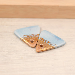 Multicolor ceramic and gold triangle charms handmade in France by Alain Granell