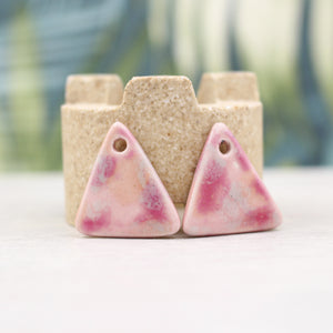 Multicolor ceramic and gold triangle charms handmade in France by Alain Granell