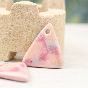 Multicolor ceramic and gold triangle charms handmade in France by Alain Granell