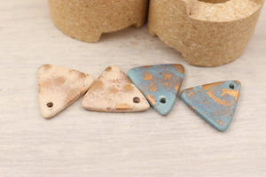 Multicolor ceramic and gold triangle charms handmade in France by Alain Granell