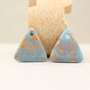 Multicolor ceramic and gold triangle charms handmade in France by Alain Granell