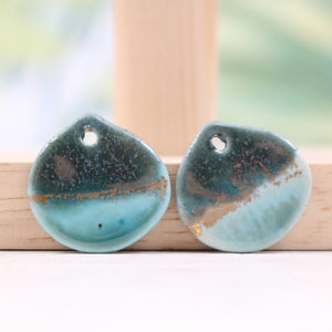 Multicolor ceramic and gold petal charms handmade in France by Alain Granell