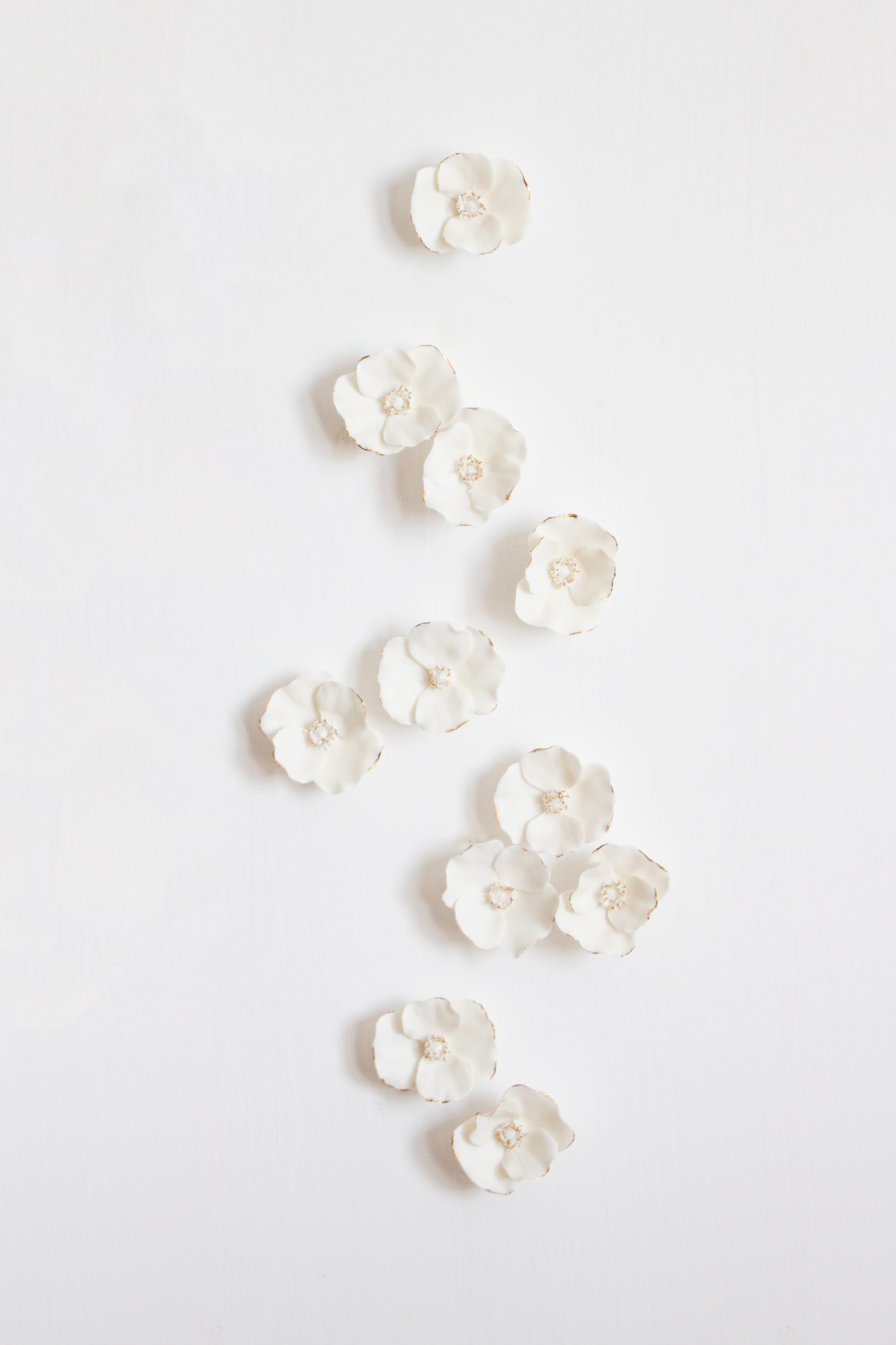 White and Gold Porcelain Poppies by Alain Granell