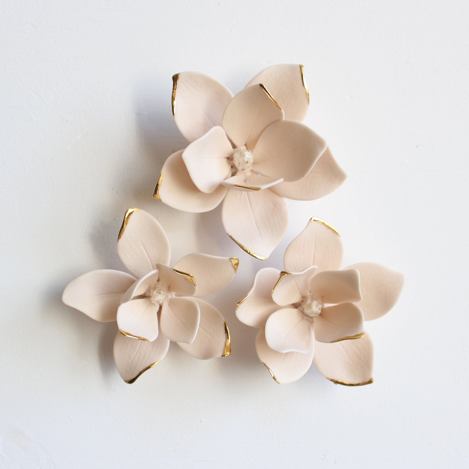 Ceramic Golden Magnolias by Alain Granell - Wall Art