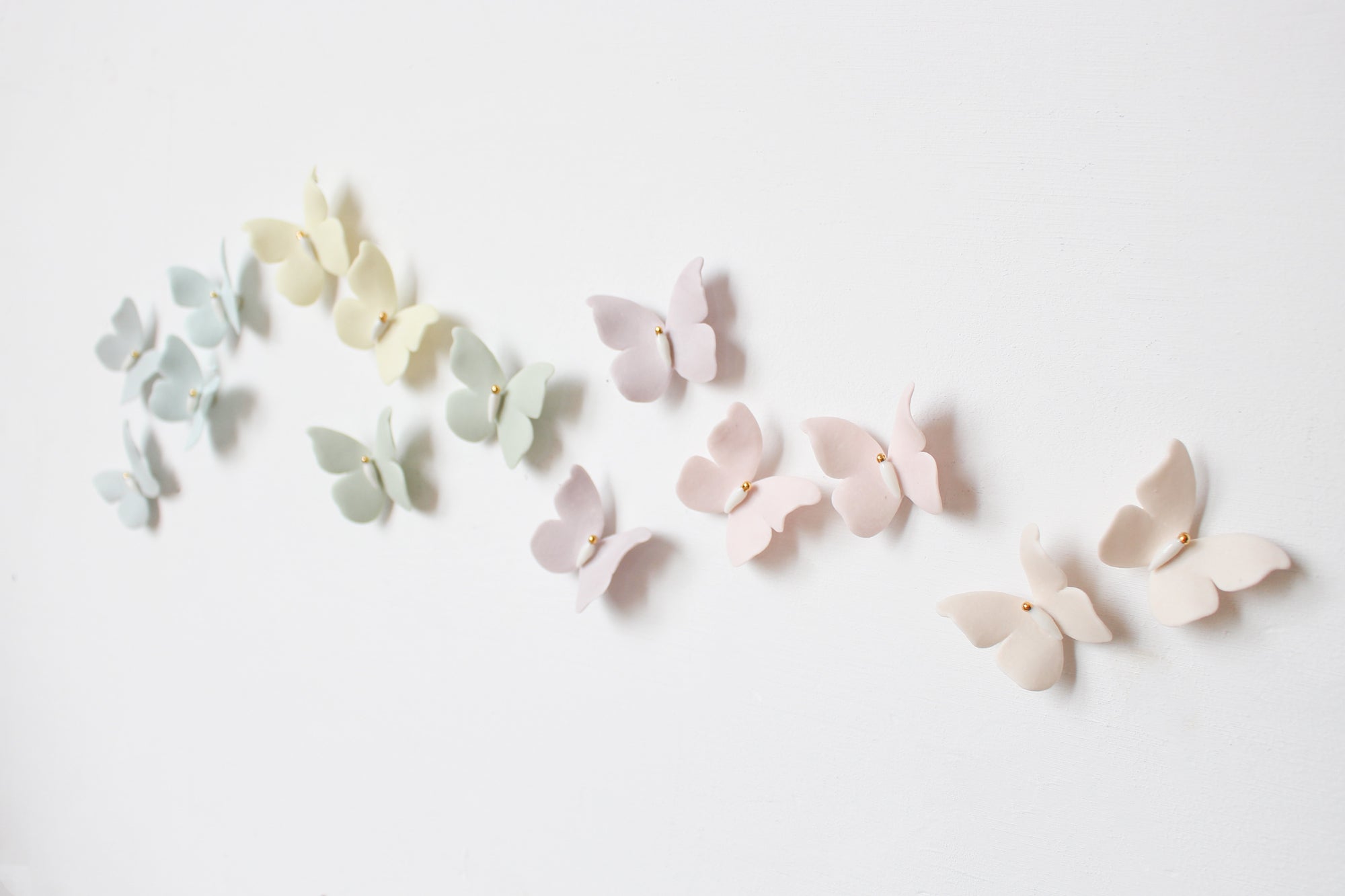 Mini Rainbow Wall Decor of Porcelain Butterflies by Alain Granell