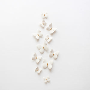 White and Gold Porcelain Butterfly Wall Art handmade in France by Alain Granell