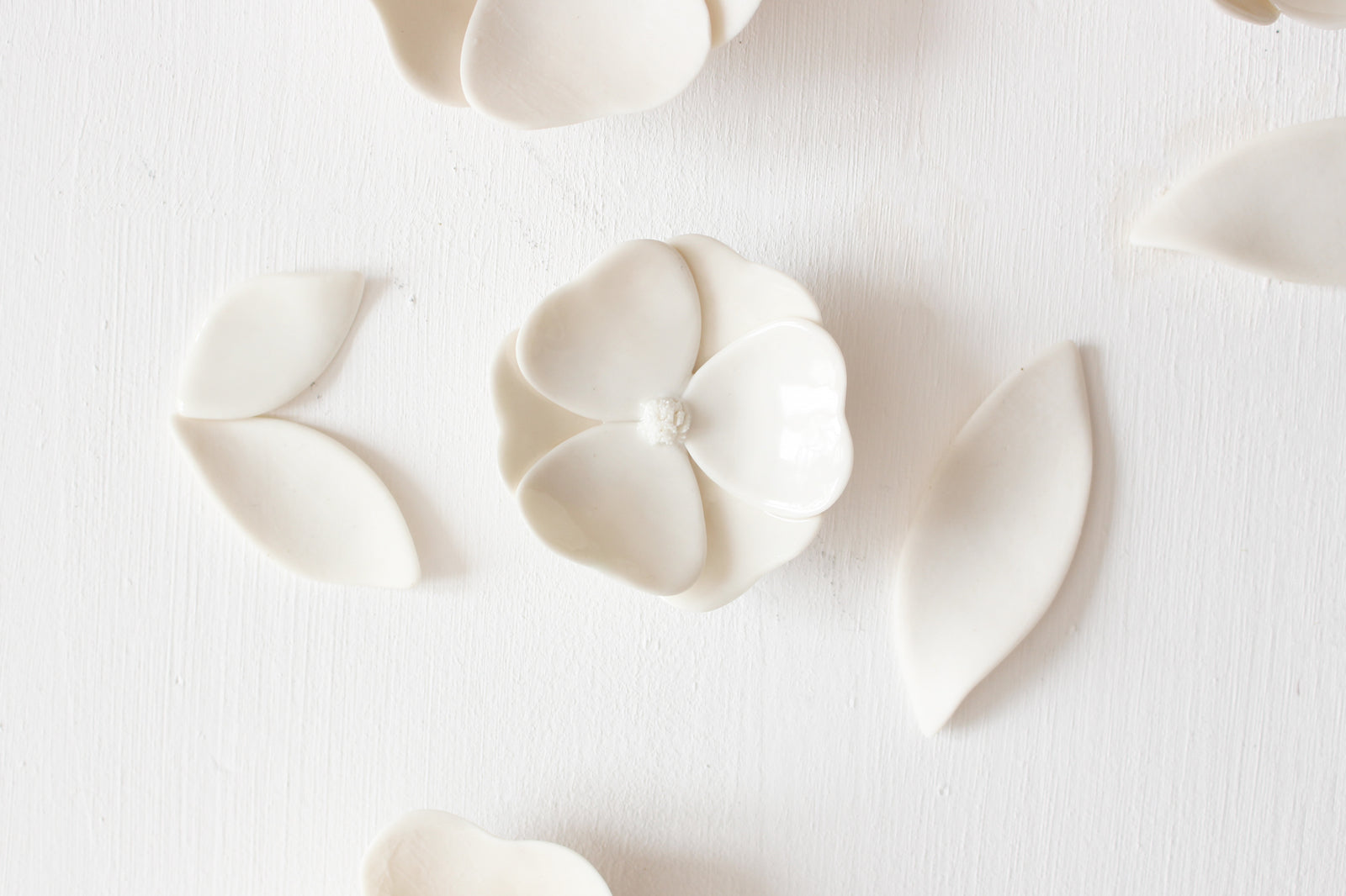 Ceramic Flower Wall Art by Alain Granell - White Cascade