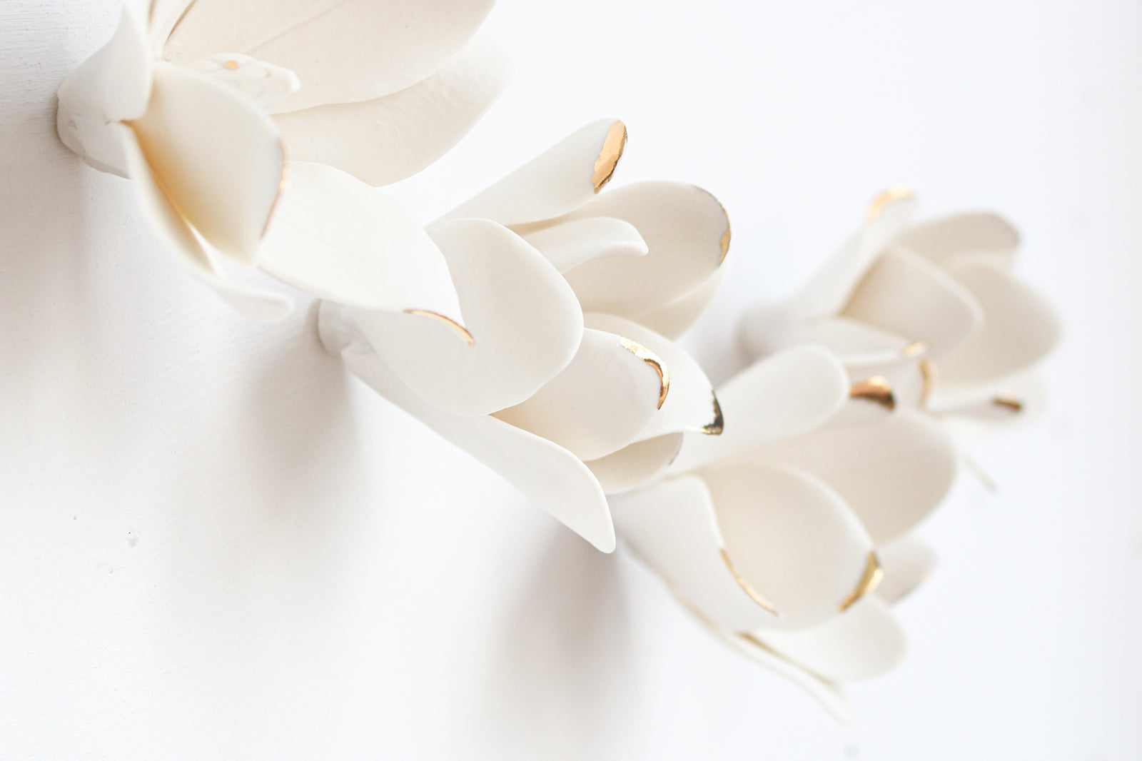White and Gold Porcelain Magnolias by Alain Granell
