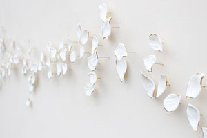 White Autumn Porcelain Leaves Wall Art handmade in France by Alain Granell