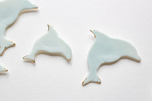 5 Celadon Porcelain Dolphins