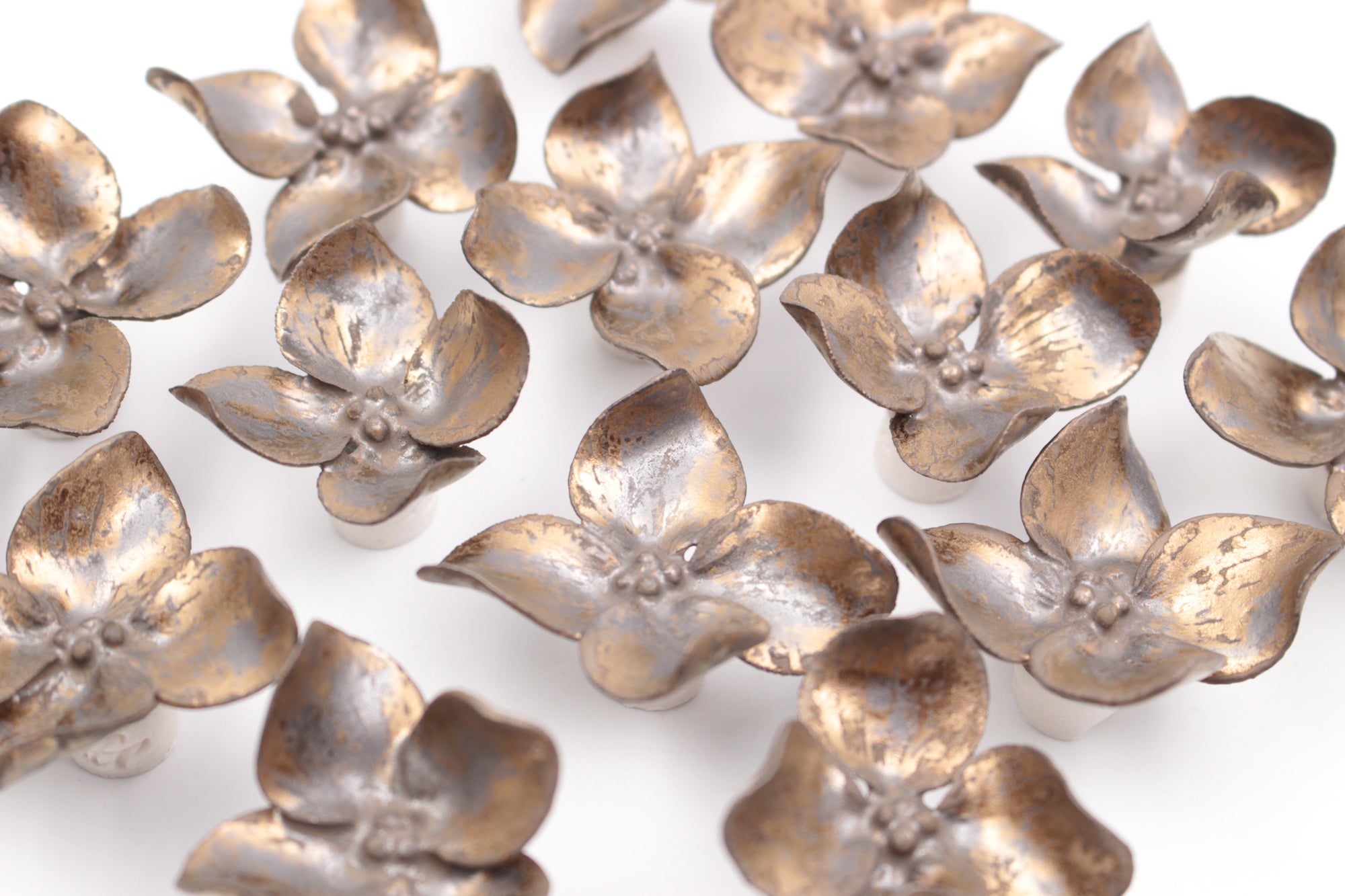 Wall Decor of Golden Black Porcelain Hydrangeas - Handmade Porcelain Flowers for Interior and Event Decoration - Made in France by Alain Granell – Home and Wall Decoration