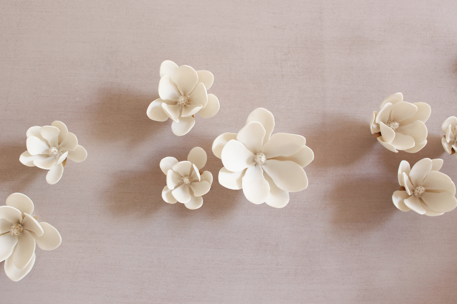 White Porcelain and Brass Magnolias Wall Art by Alain Granell