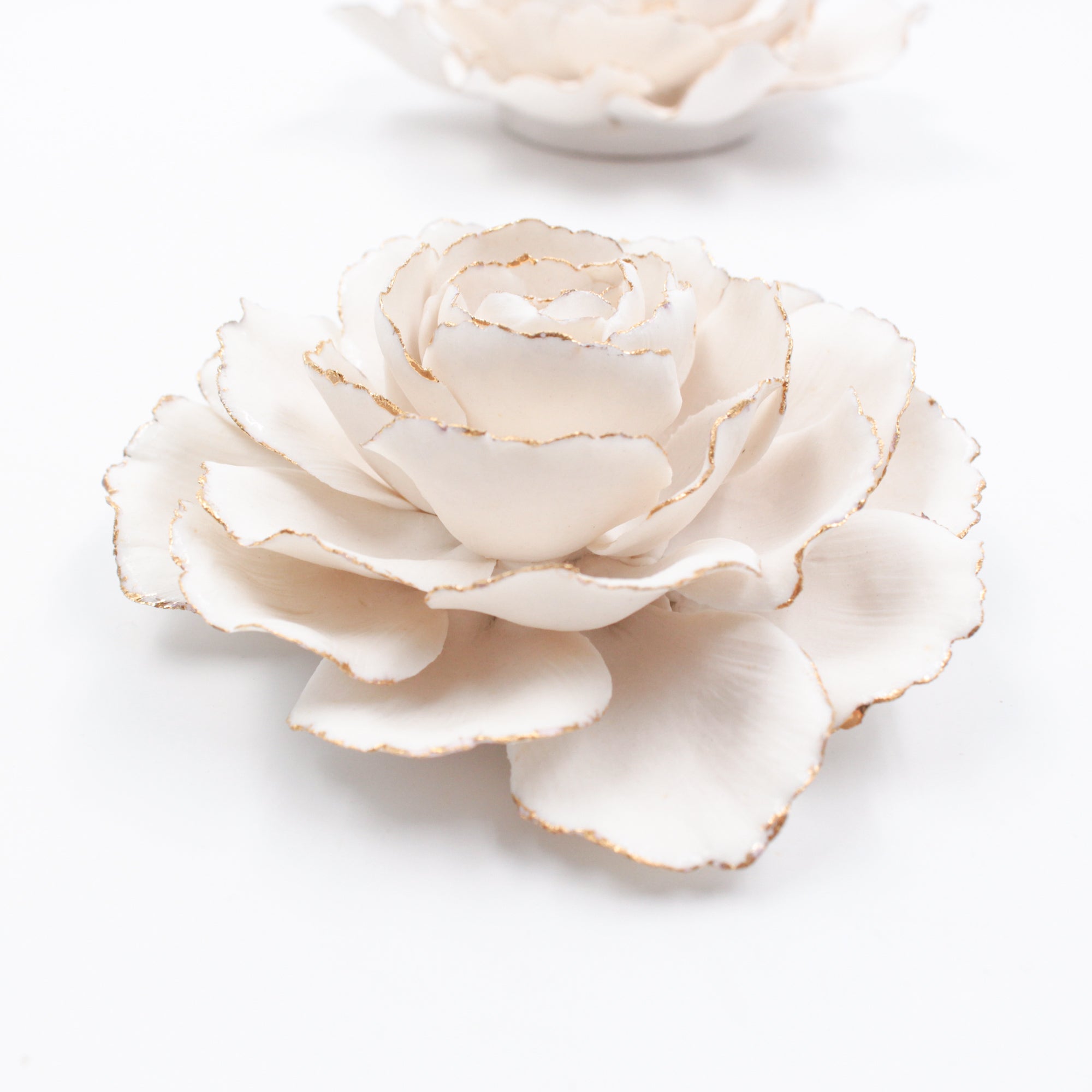 Golden Porcelain Peony- Handmade Porcelain Flower for Interior and Event Decoration - Made in France by Alain Granell – Home and Wall Decoration