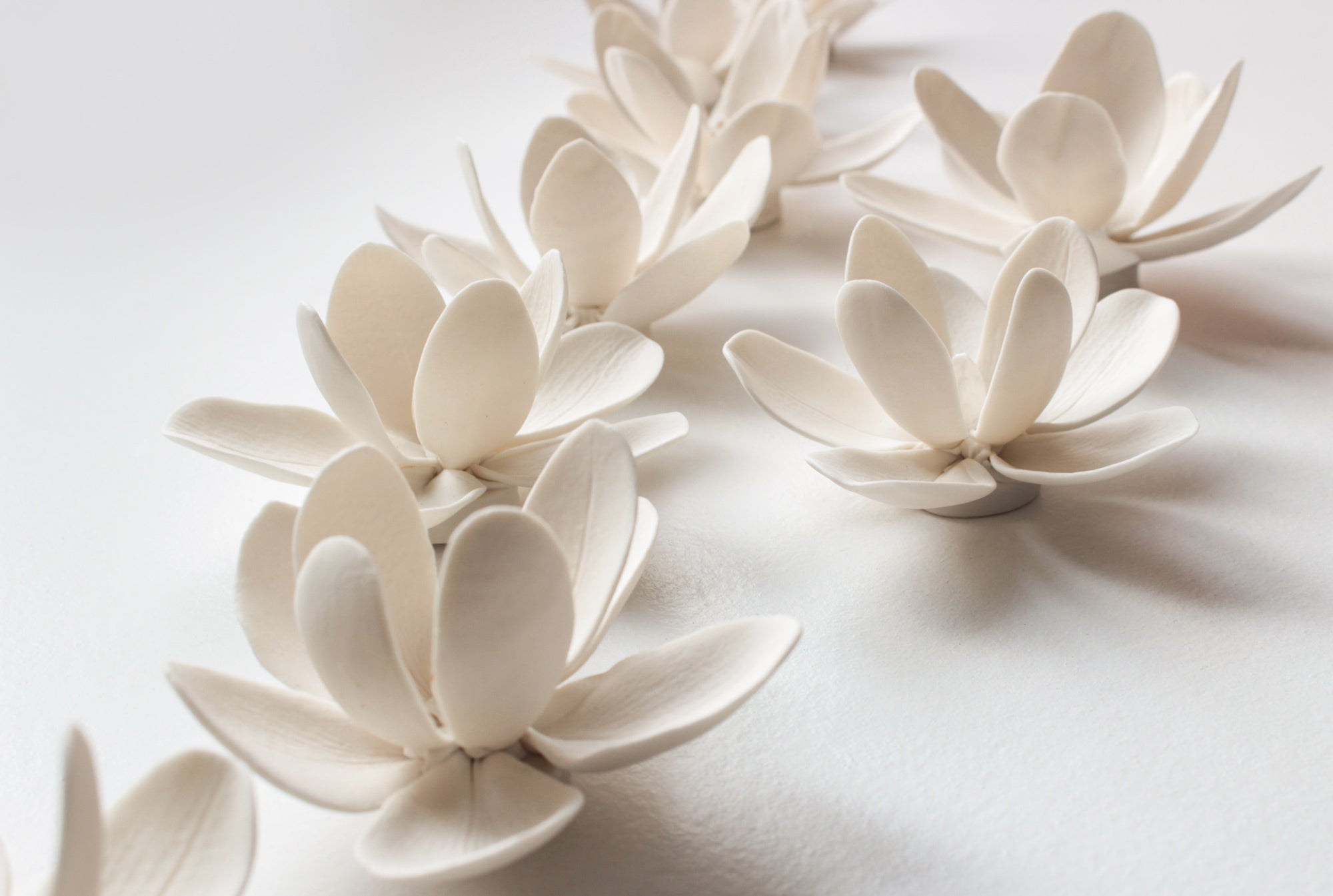 Wall Decor of Porcelain Magnolias - Handmade Porcelain Flowers for Interior and Event Decoration - Made in France by Alain Granell – Home and Wall Decoration