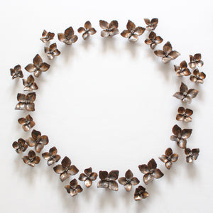 Wall Decor of Golden Black Porcelain Hydrangeas - Handmade Porcelain Flowers for Interior and Event Decoration - Made in France by Alain Granell – Home and Wall Decoration